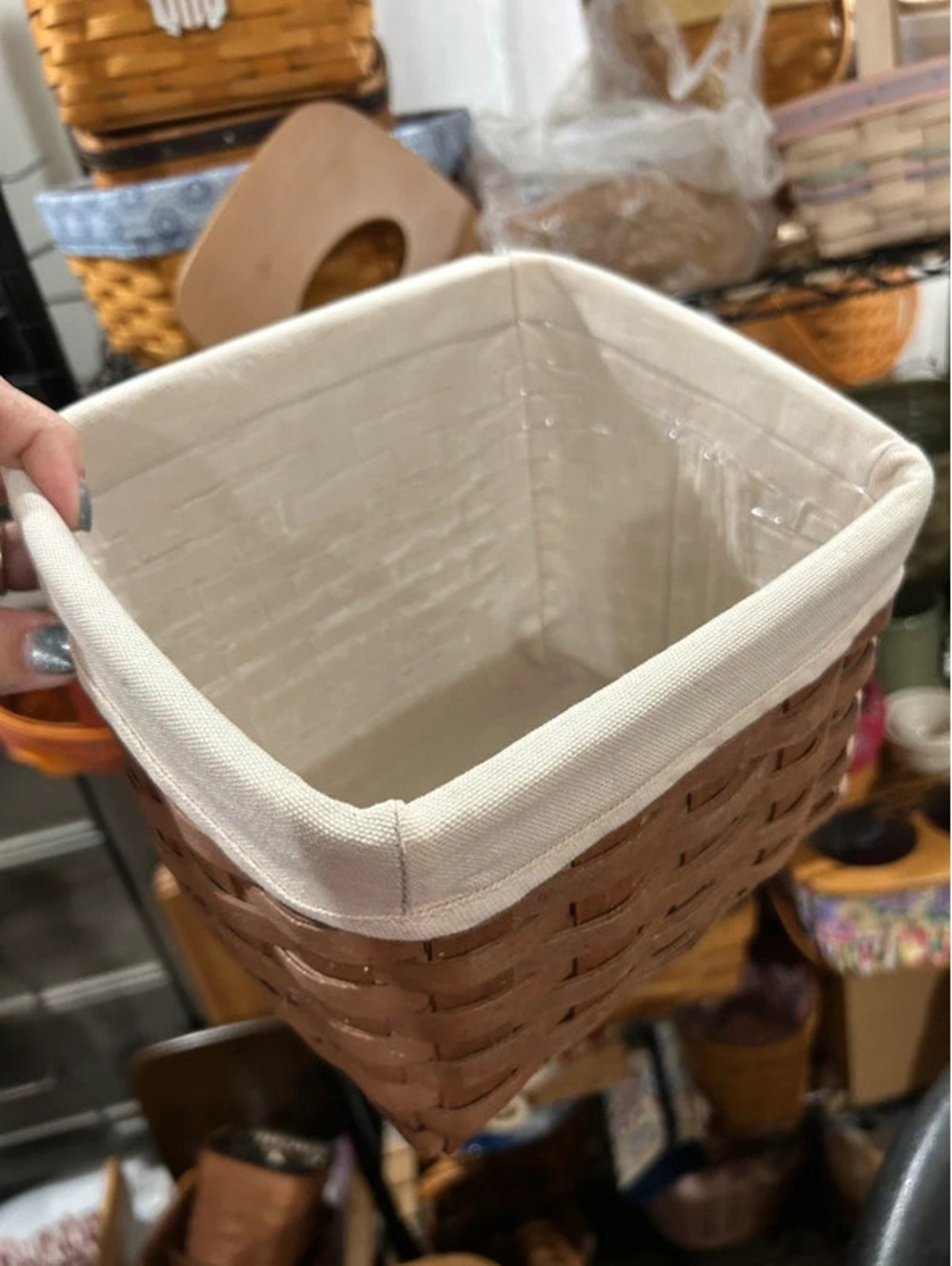 Longaberger TV Time basket deep brown remote control